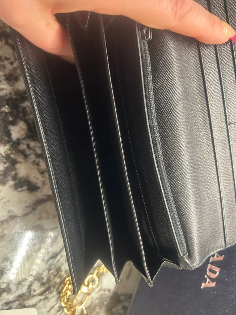 Prada Black Wallet on Chain with Gold Hardware COA and box - Picture 12 of 16